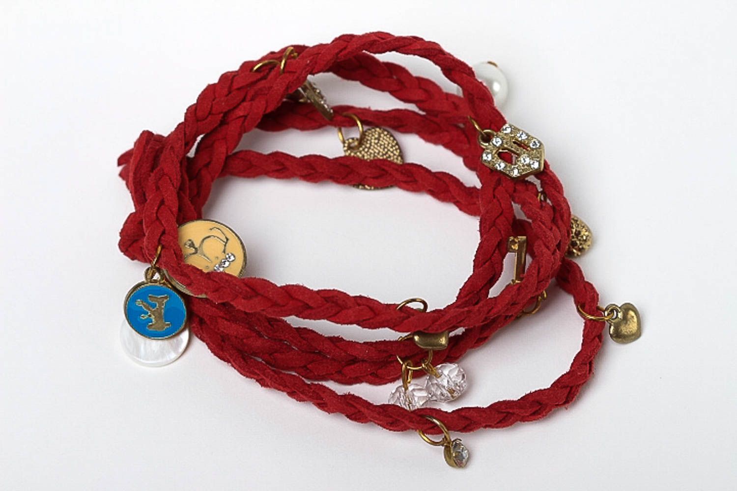 Bracelet textile bordeaux Bijou fait main pièces métalliques Accessoire femme photo 2