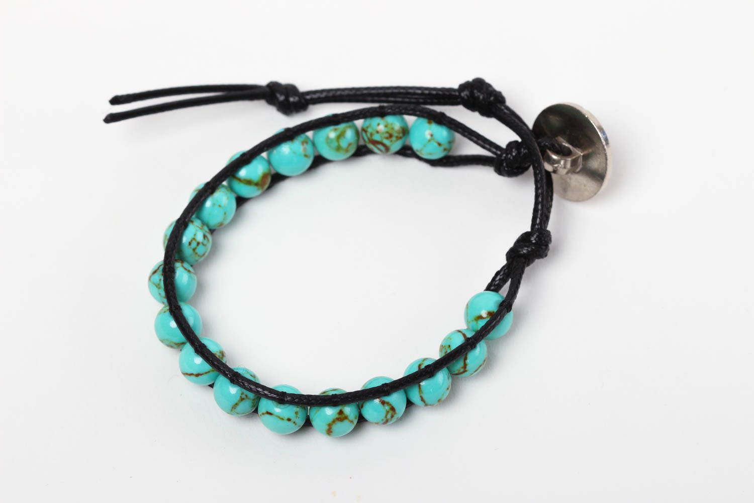 Handmade bracelet with natural stones woven turquoise bracelet fashion jewelry photo 2