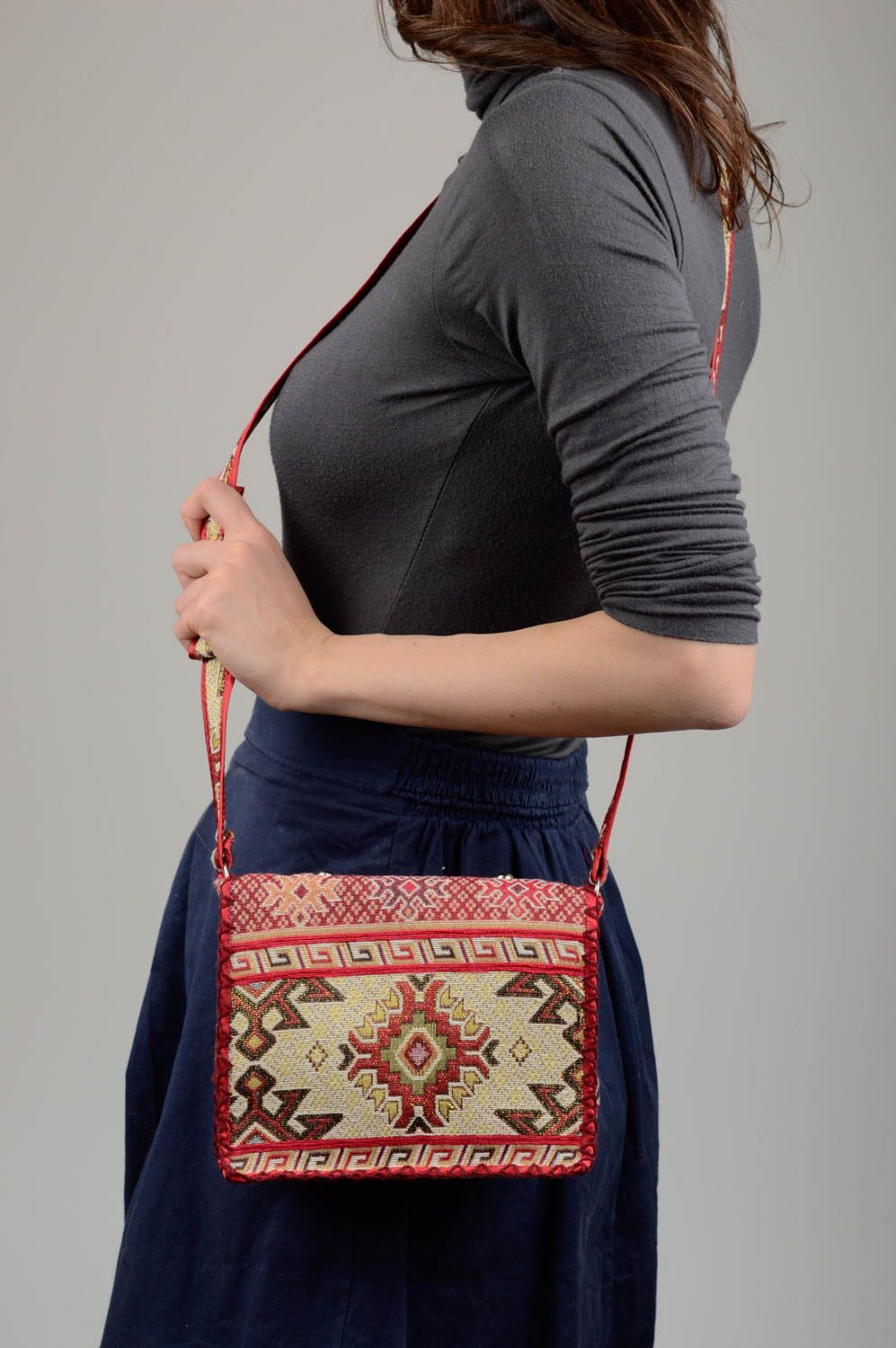 Сумка ручной работы ковровая сумка через плечо женская текстильная сумка фото 2
