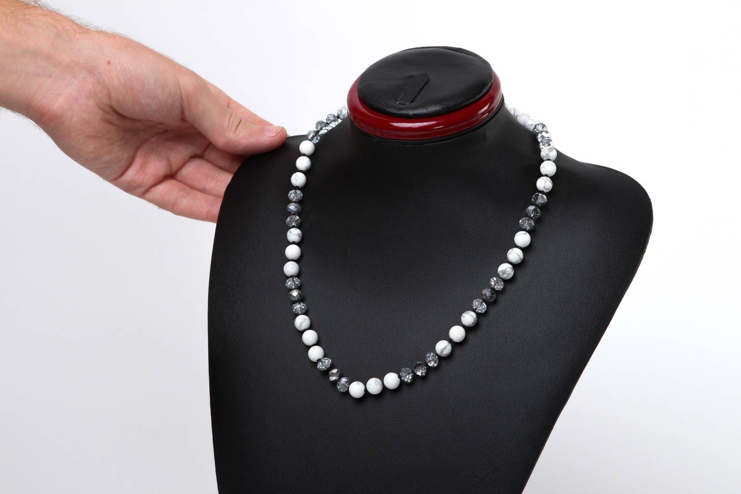 Handmade necklace designer bead necklace stone jewelry unusual accessory photo 4