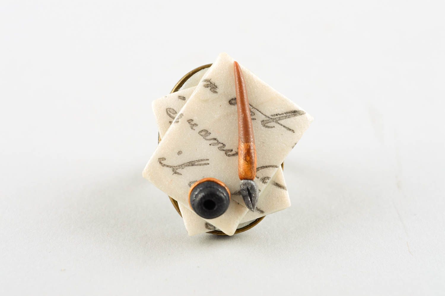 Кольцо ручной работы кольцо для девушек украшение из полимерной глины необычное фото 2