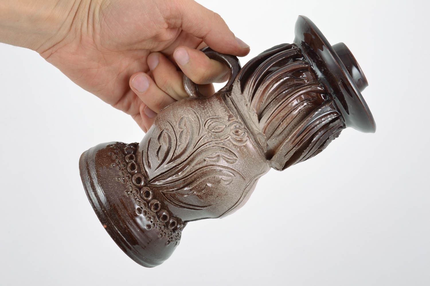 Красивый керамический подсвечник покрытый глазурью ручной работы в виде женщины фото 3