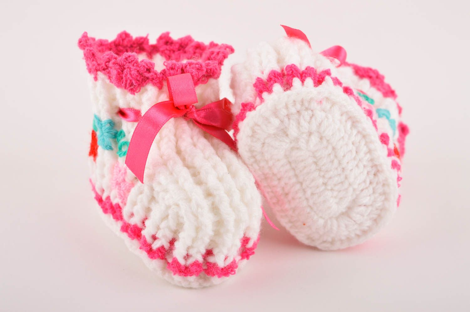 Handmade rosa Schuhe für Neugeborene schöne Babyschuhe Geschenk für Babys foto 3