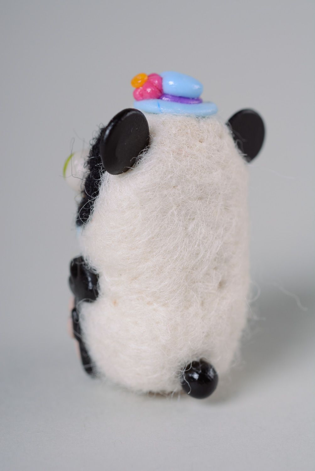 Карманная игрушка из шерсти сухое валяние Панда фото 3