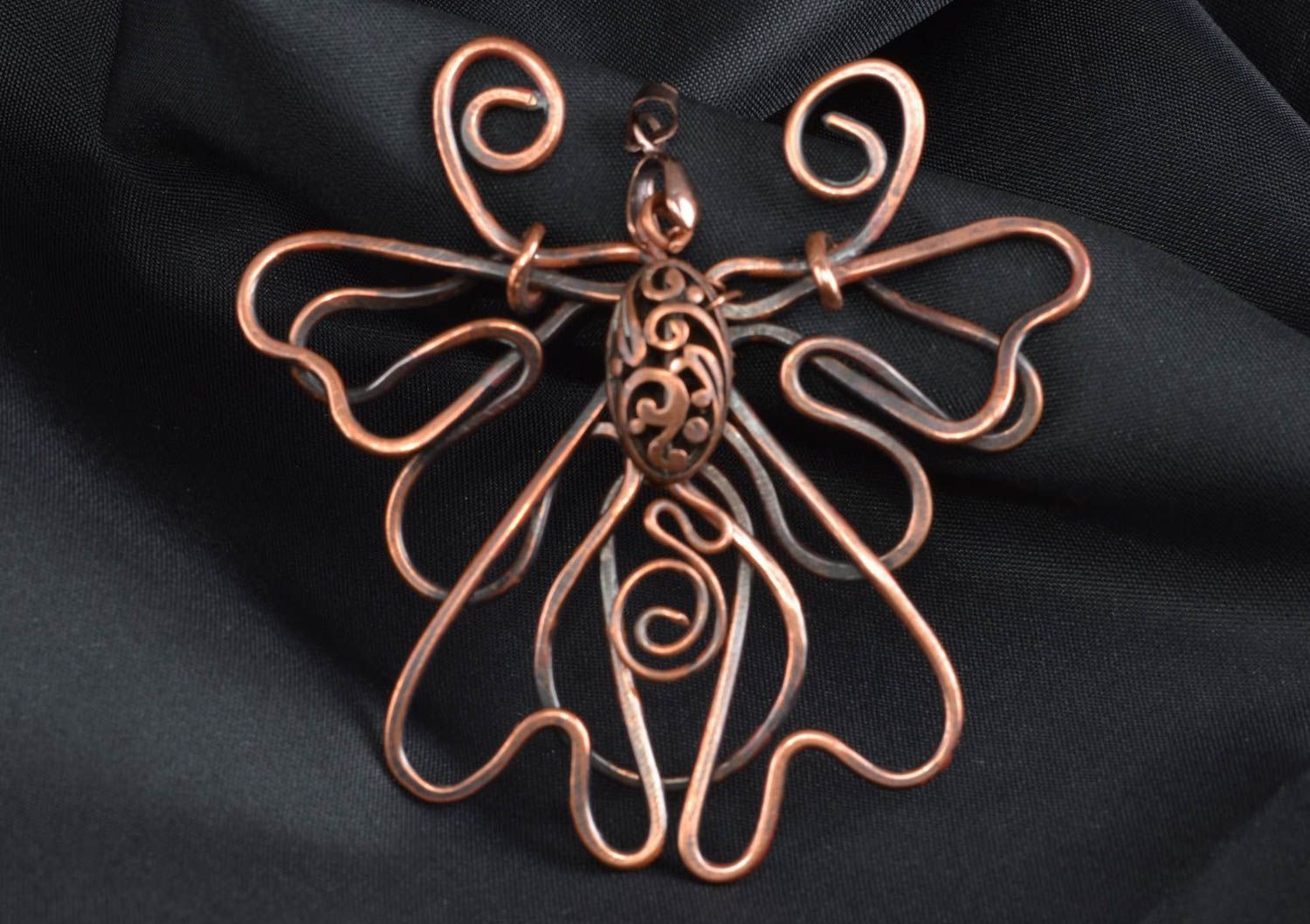 Copper handmade pendant unusual beautiful necklace metal cute accessory photo 1