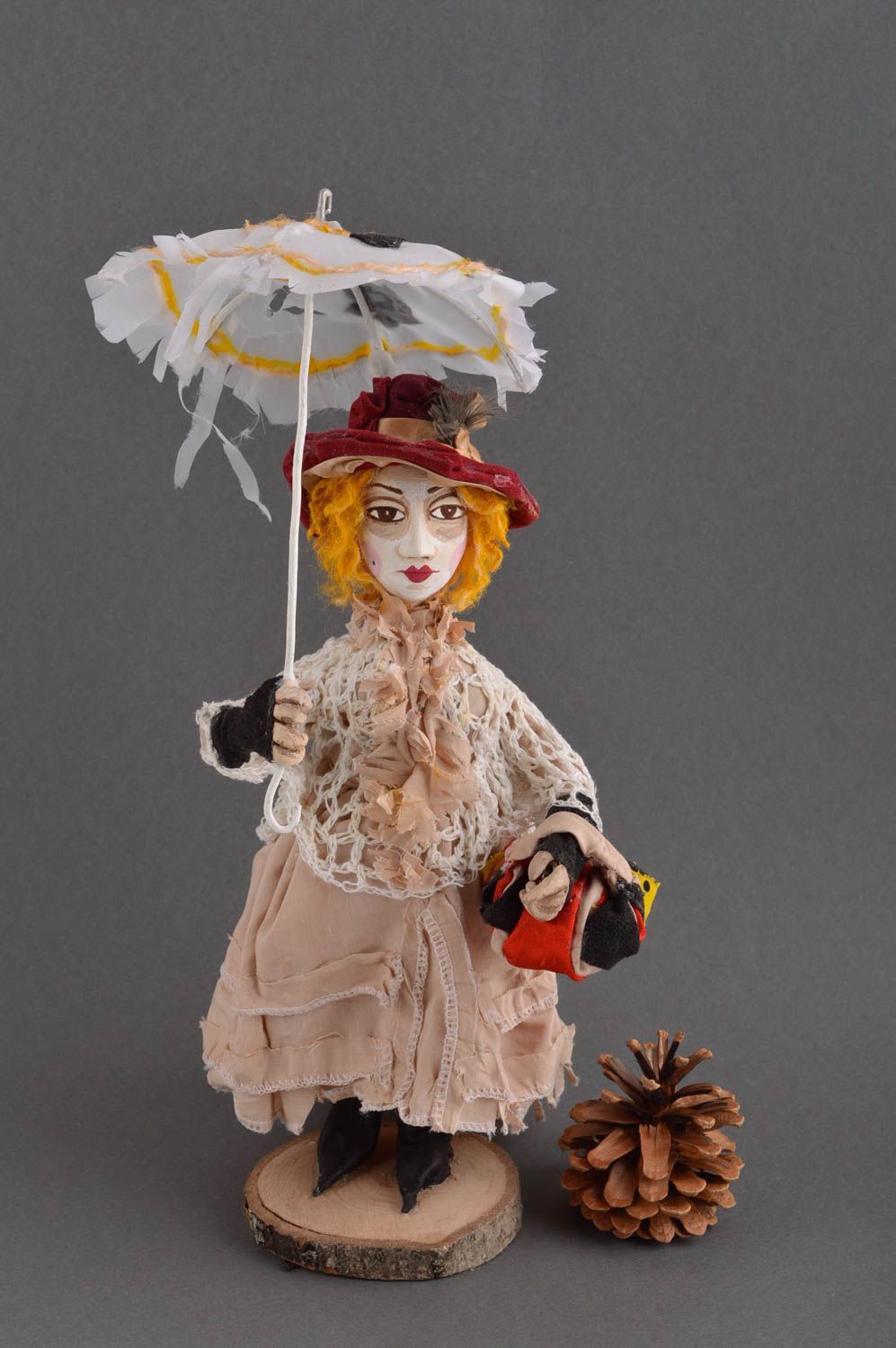 Poupée décorative fait main Jouet pour enfant Femme avec parapluie Déco maison photo 1