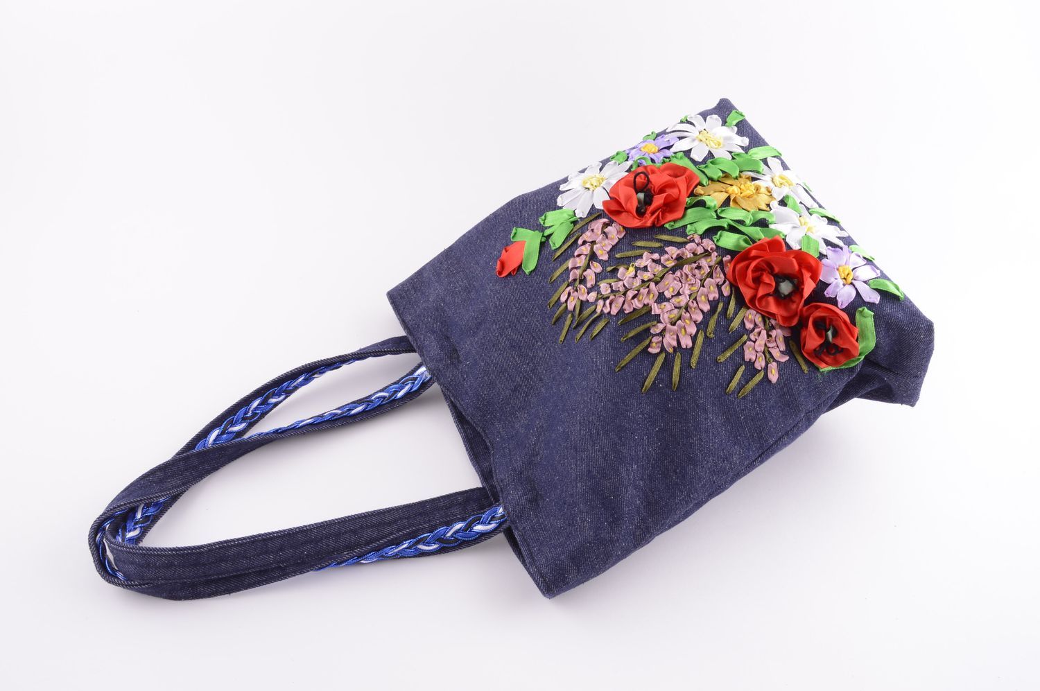 Handmade embroidered summer bag stylish shoulder bag designer blue bag photo 2