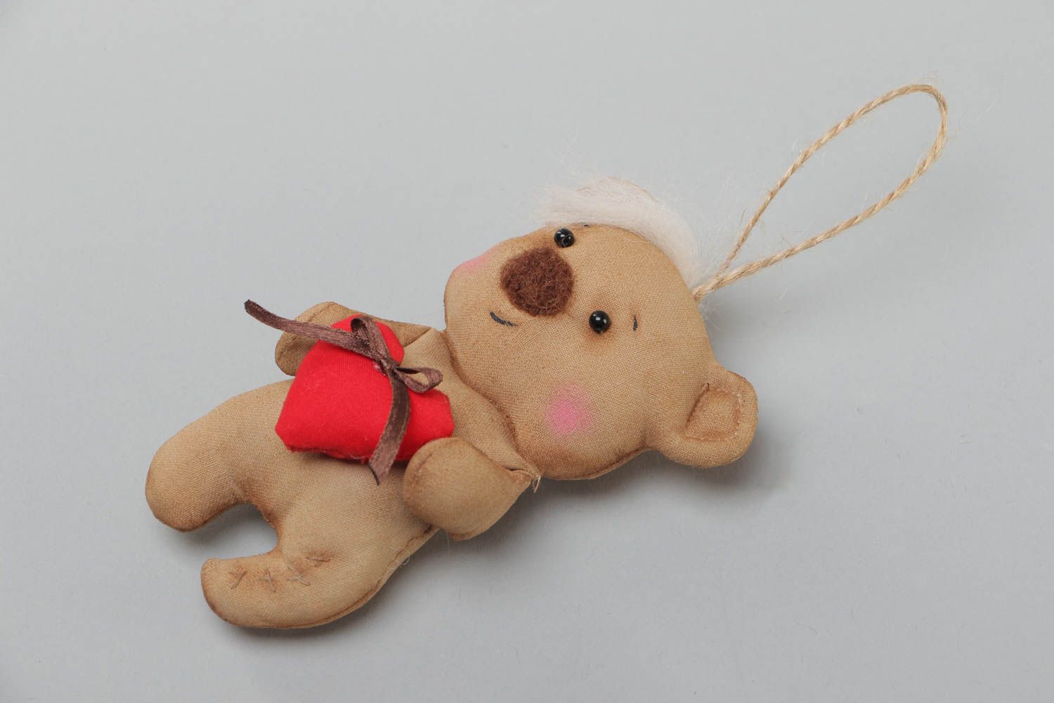 Мягкая кукла кофейная игрушка ручной работы в виде мишки фото 2