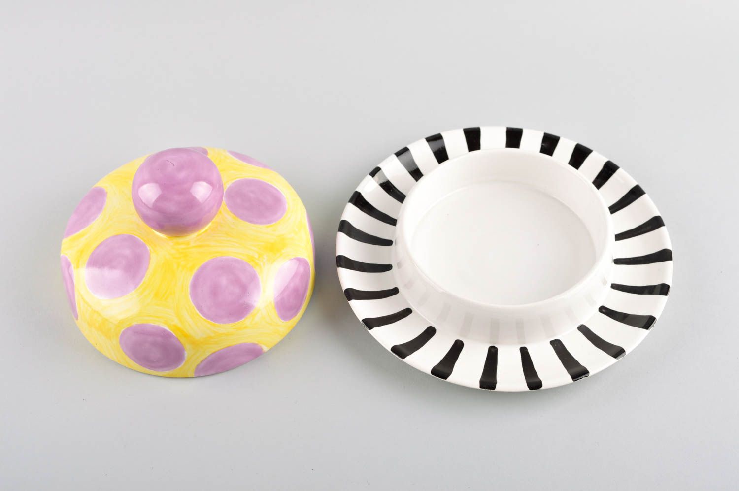 Кухонная посуда керамика ручной работы посуда для десертов пирожница яркая фото 3