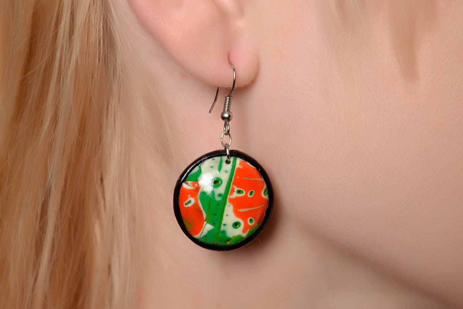 Large earrings made of polymer clay photo 4