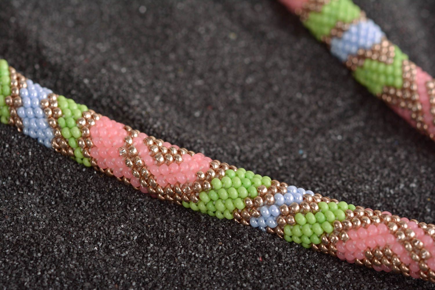Collier spirale Bijou fait main Cadeau femme perles de rocaille multicolore photo 4