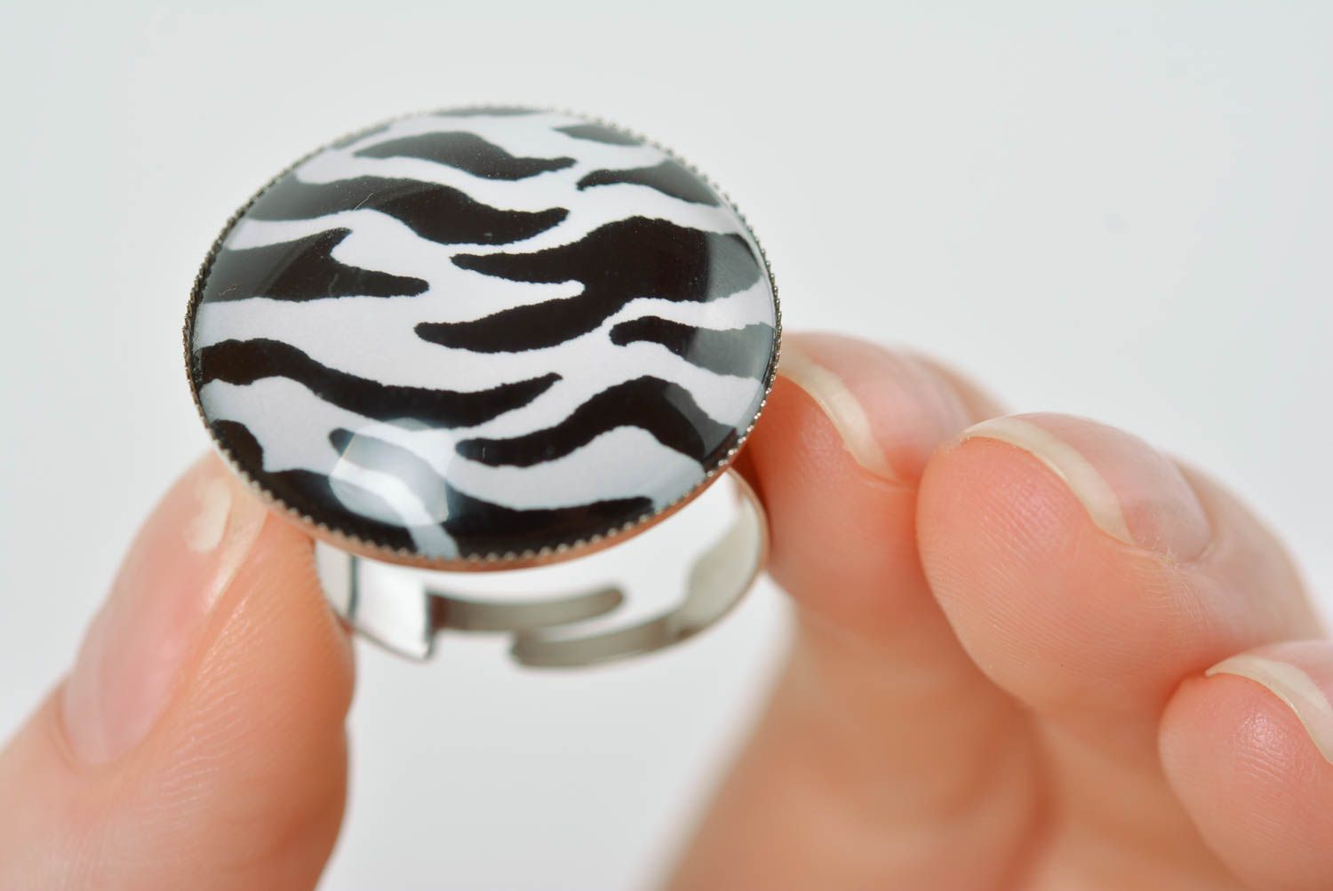 Кольцо ручной работы модная бижутерия круглое кольцо с животным принтом фото 5