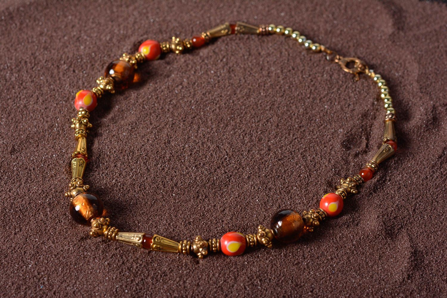 Handmade beaded necklace designer natural stones jewelry present for women photo 1