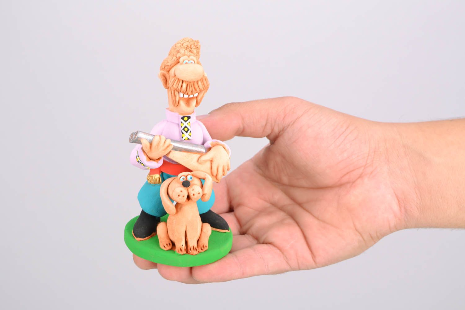 Clay statuette Cossack with a Dog photo 2