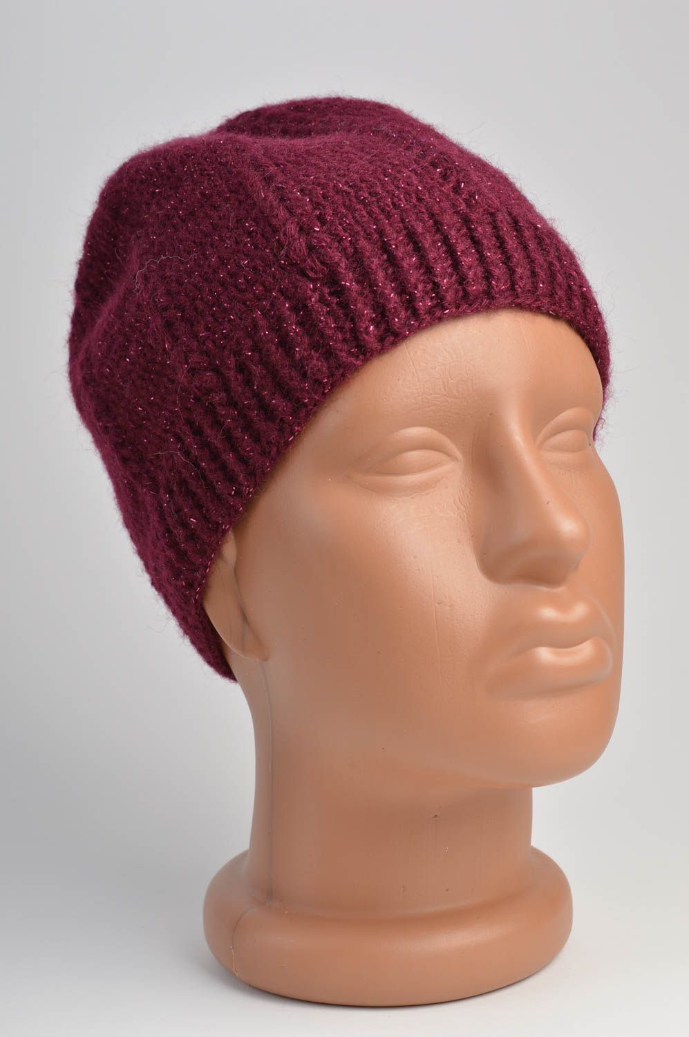 Bonnet tricot Chapeau au crochet fait main laine lurex Vêtement enfant de design photo 2