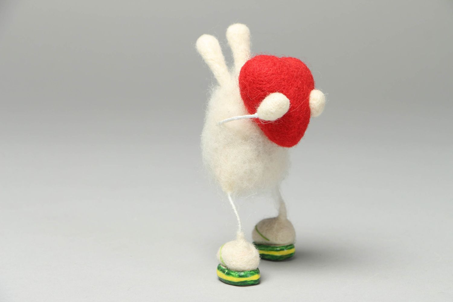 Wool felted toy Hare with Heart photo 3