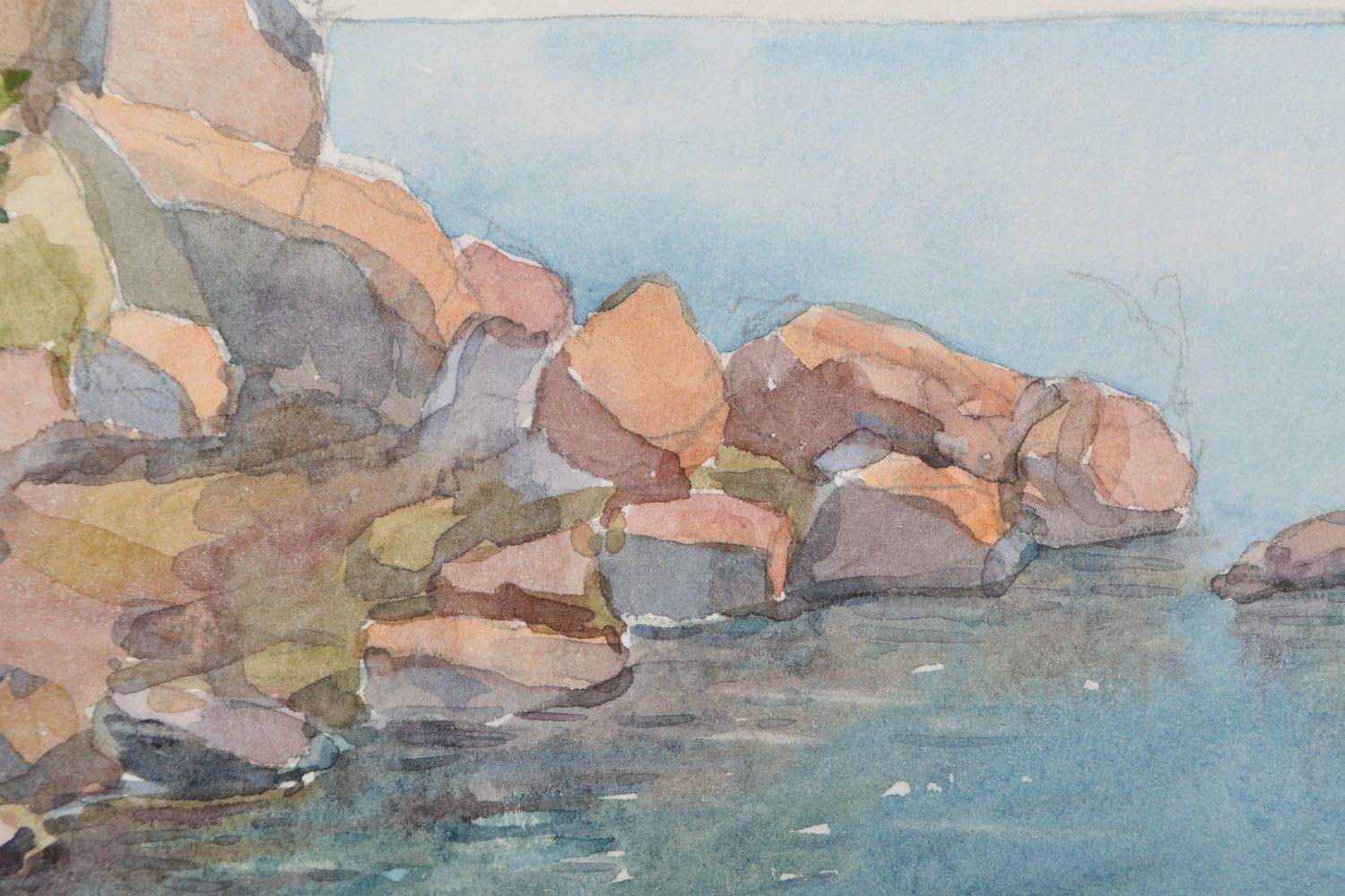 Watercolor painting Sea Rocks photo 3