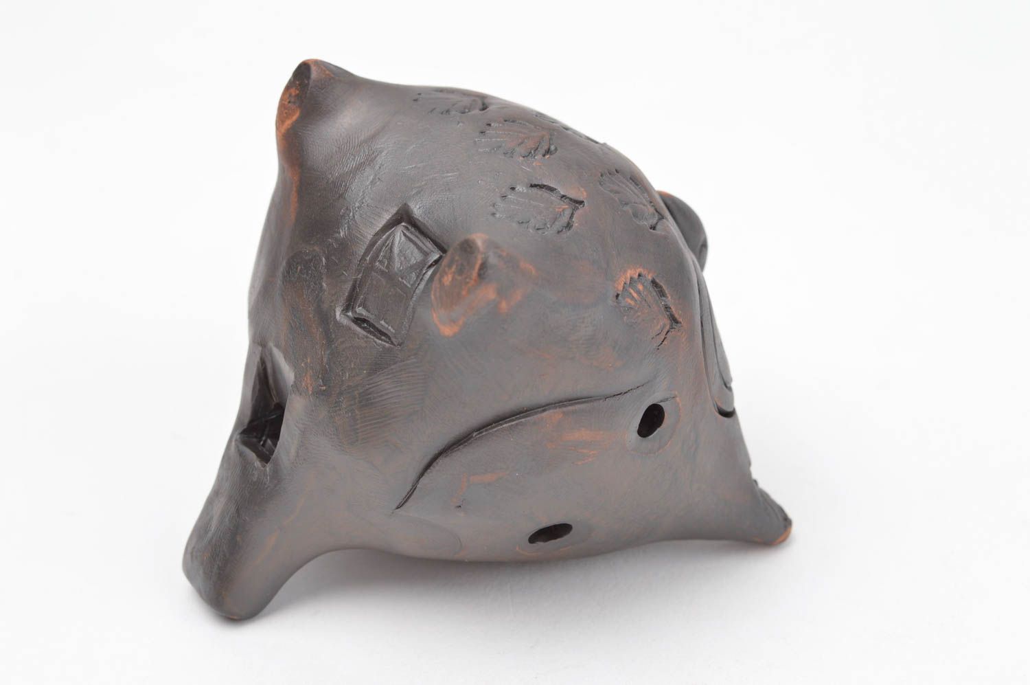 Глиняная игрушка ручной работы свистулька из глины керамическая свистулька сова  фото 4