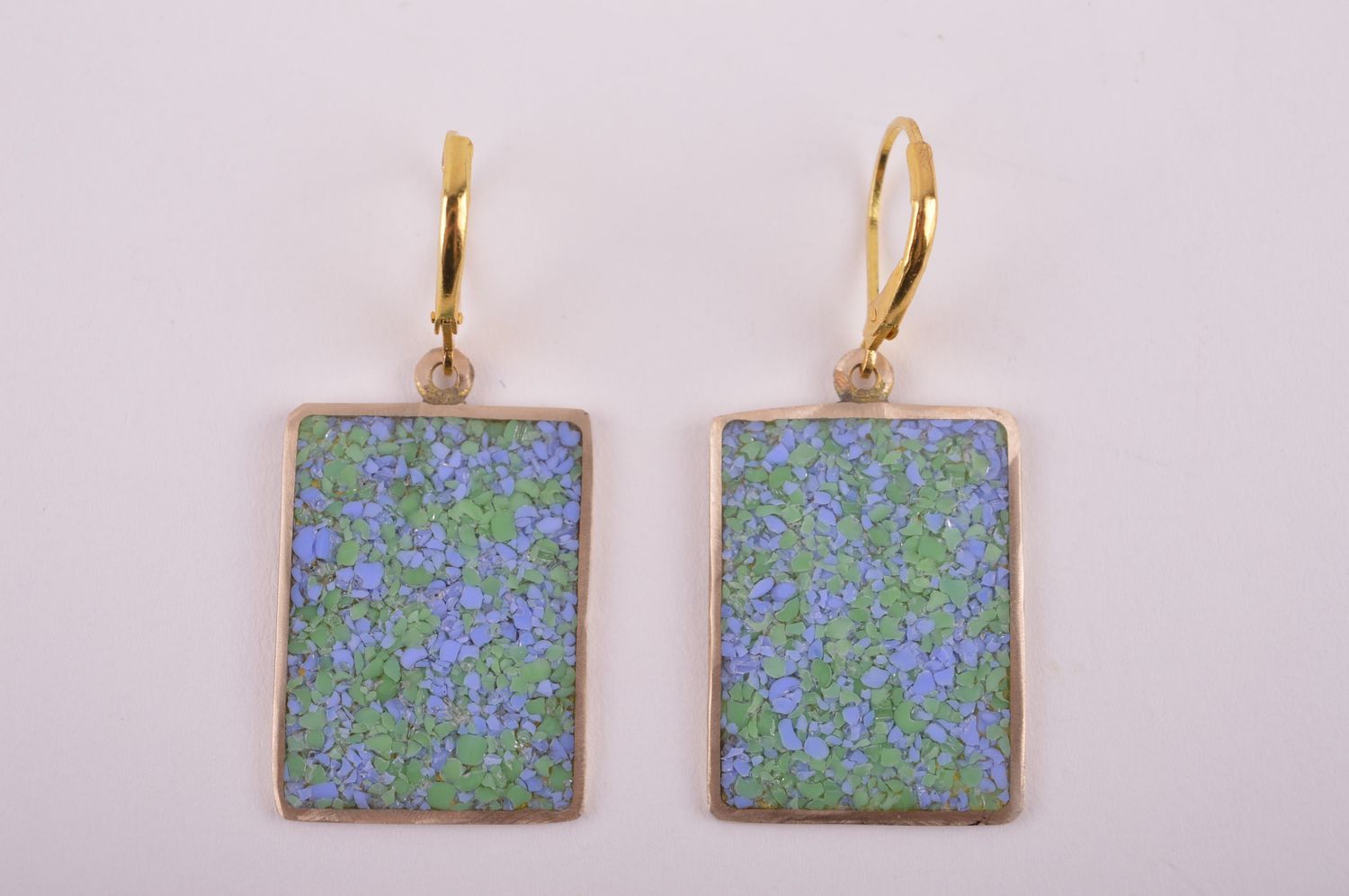 Украшение из латуни handmade серьги из натуральных камней модные серьги голубые фото 4