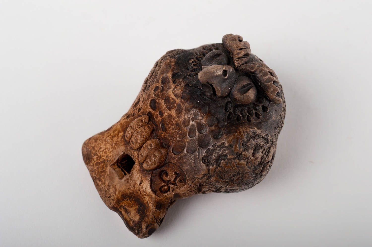 Керамическая свистулька ручной работы свистулька из глины сова глиняная игрушка фото 2