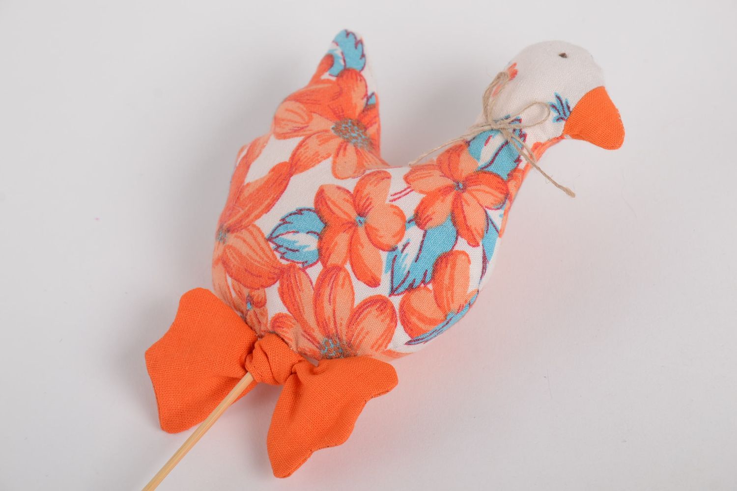 Pájaro decorativo a flores hecho a mano juguete de tela decoración de maceta  foto 5