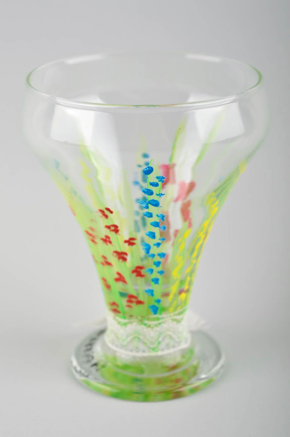 Изделие из стекла ручной работы стеклянный стакан расписная посуда разноцветная фото 3