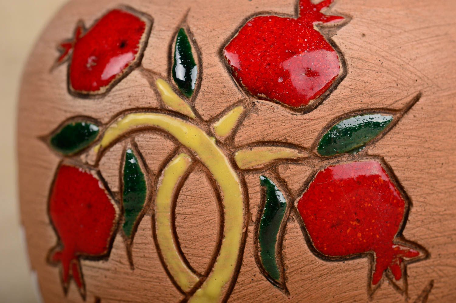 Handgemachte Keramik kleine Schatulle originelles Geschenk schön bemalt Granat foto 4