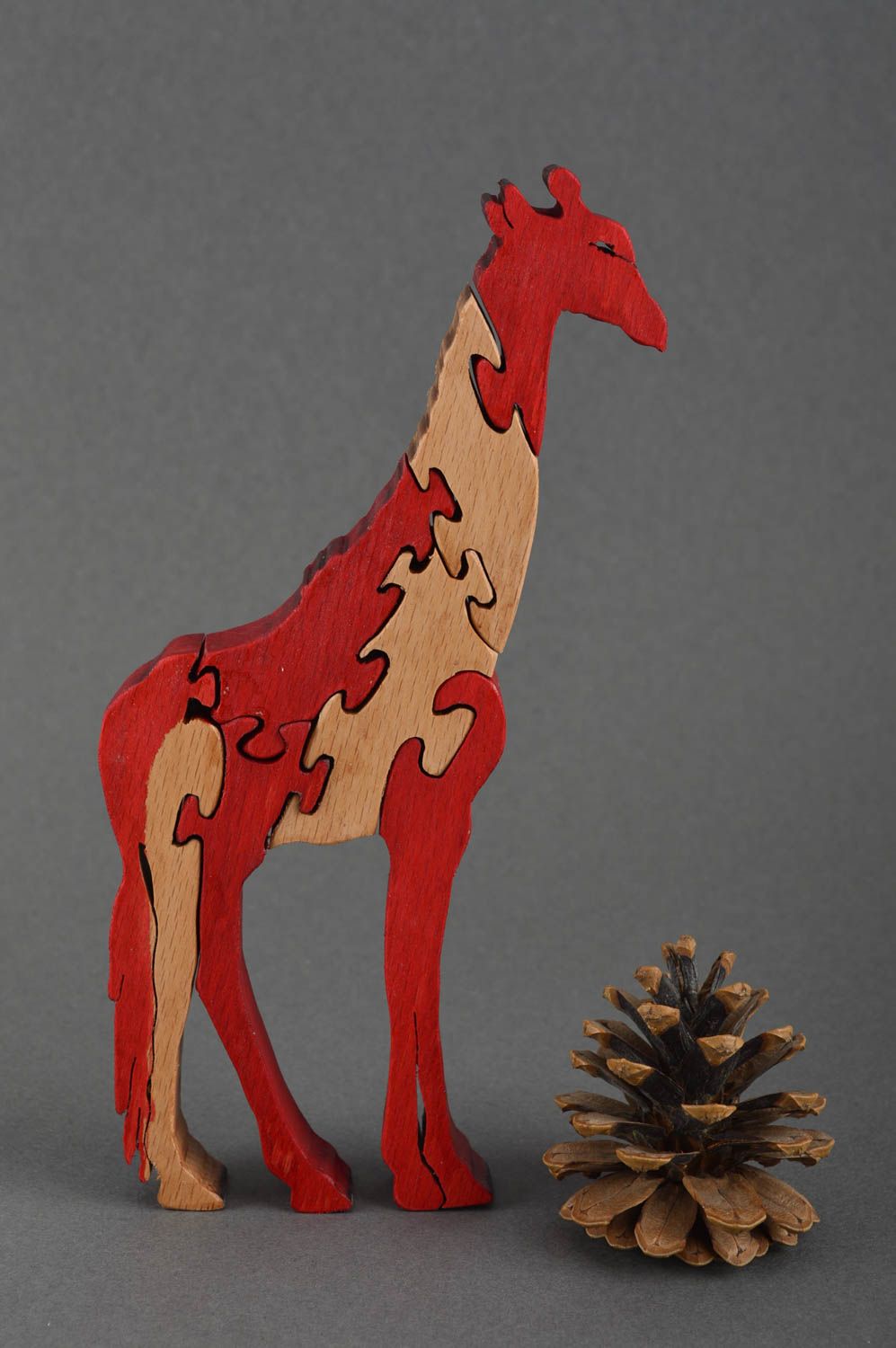 Rompecabezas de madera artesanal juguete infantil pasatiempo original jirafa foto 1