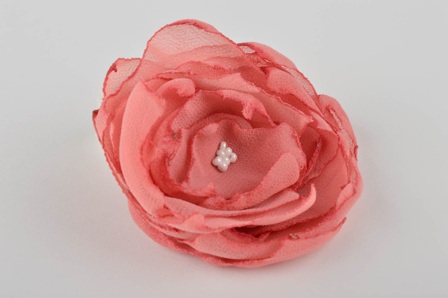 Handmade Schmuck rosa Blumen Haargummi Damen Haarschmuck mit Glasperlen foto 1