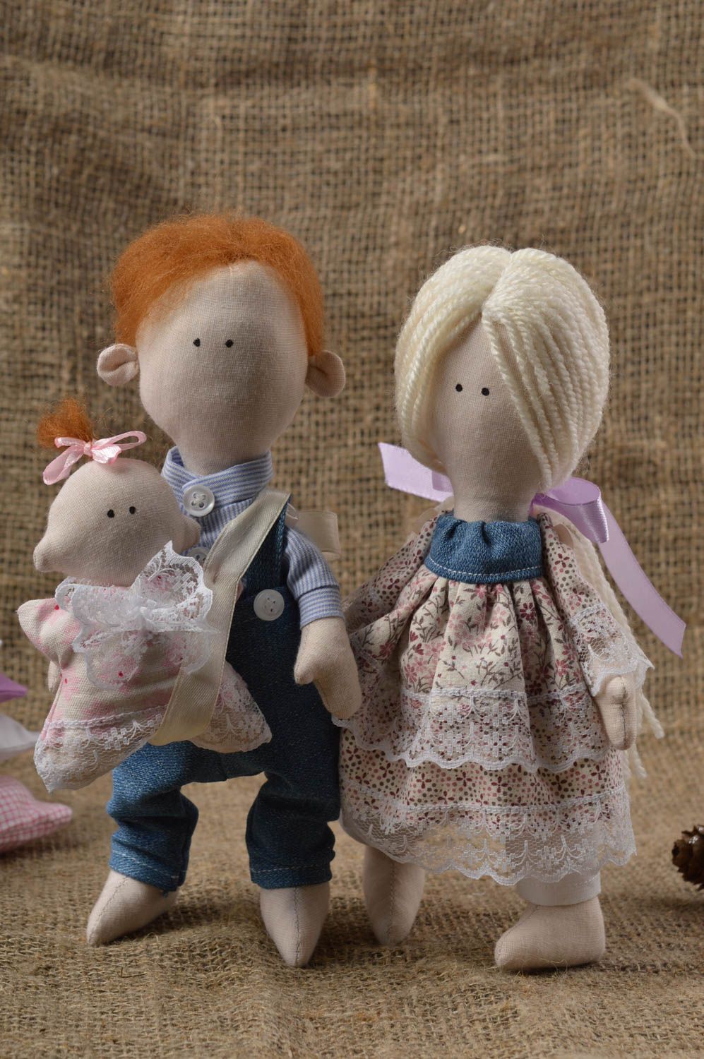 Куклы ручной работы авторские куклы интерьерные тряпичные куклы набор Семья фото 1