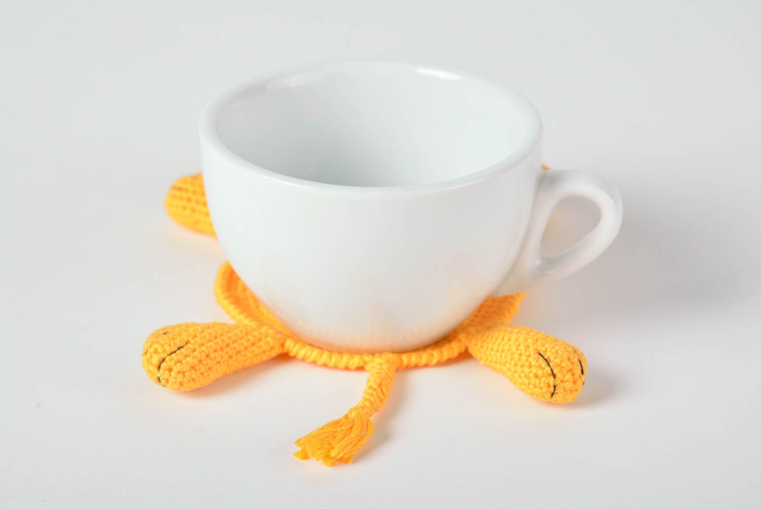 Handmade Tassen Untersetzer Küchen Zubehör Häkel Accessoires orangefarben foto 2
