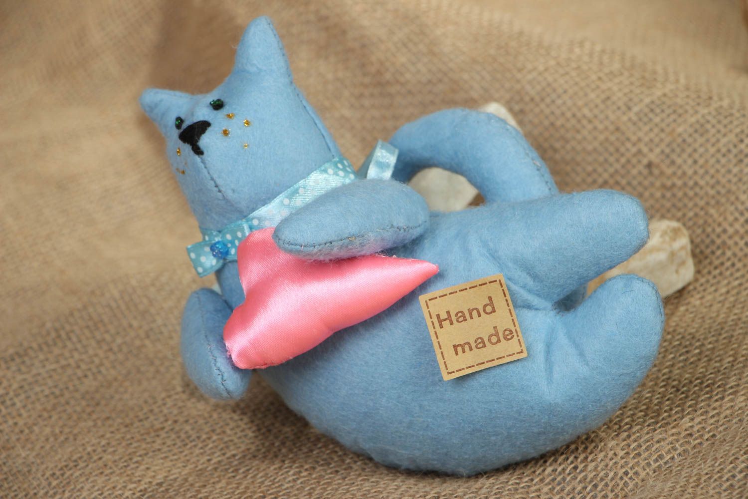 Мягкая игрушка в виде голубого кота фото 5