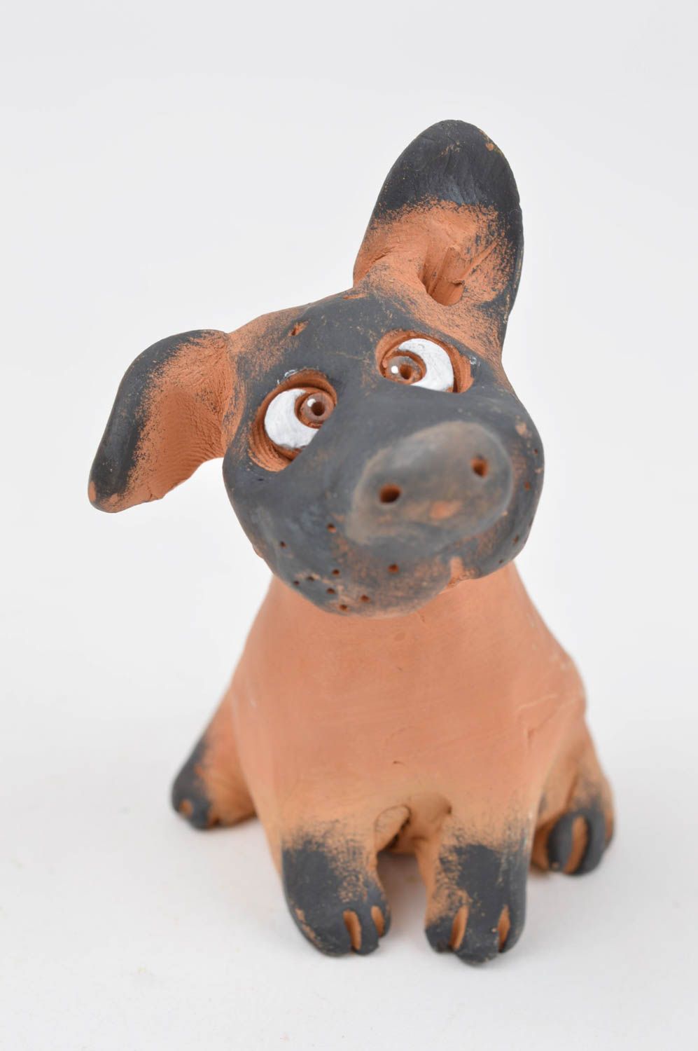 Figurine animal faite main Statuette design chien en argile Déco maison photo 3