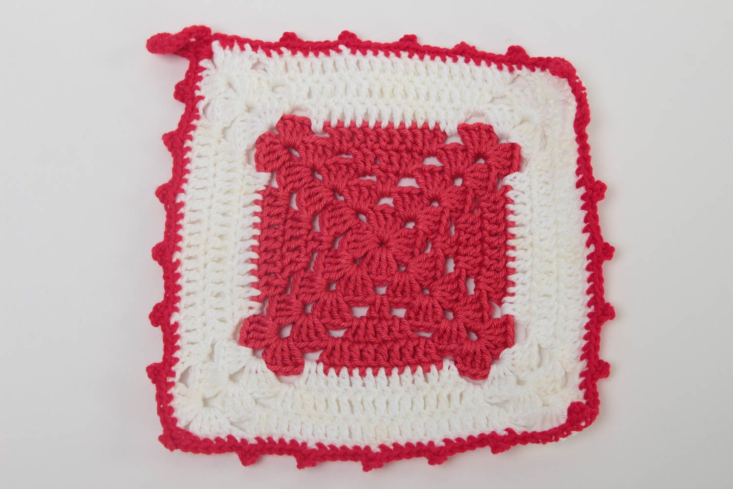 Agarradera al crochet hecha a mano accesorio de cocina elemento decorativo foto 2