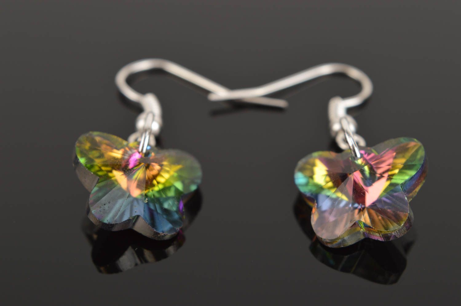 Boucles d'oreilles papillons Bijou fait main en verre coloré Cadeau pour femme photo 3