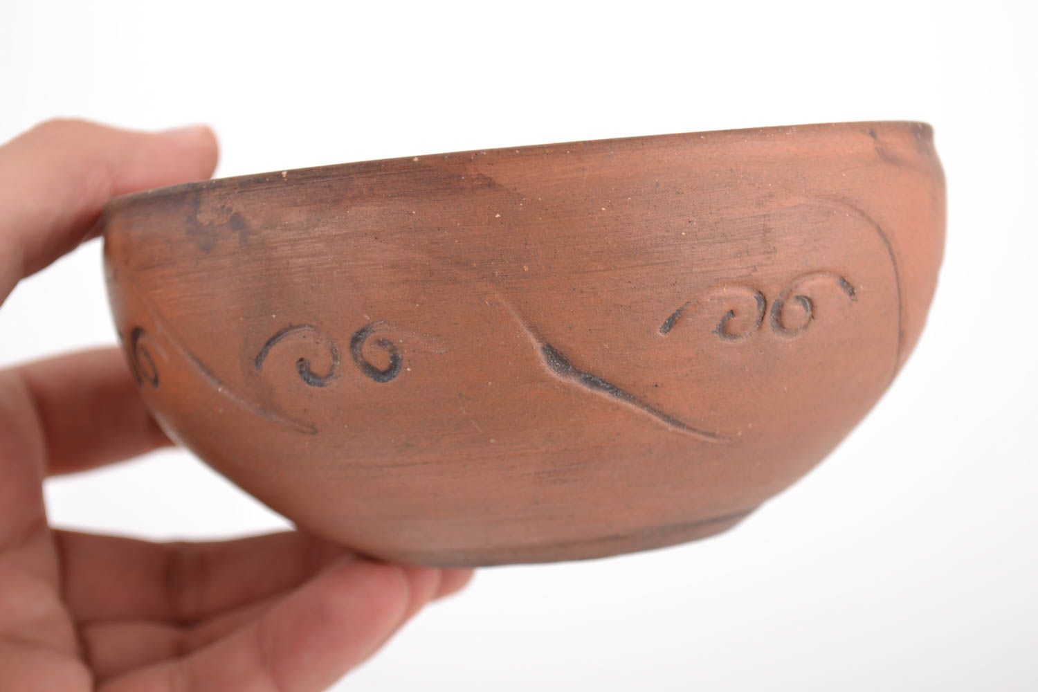 Small beautiful handmade designer clay bowl kilned with milk 300 ml photo 2
