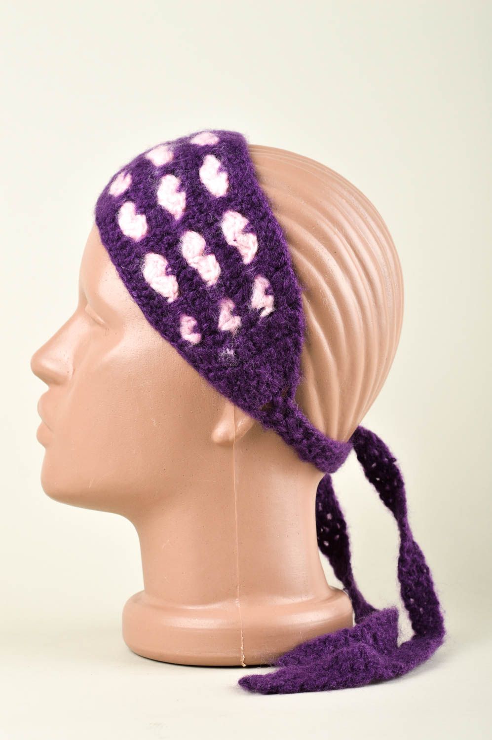 Детская повязка на голову крючком handmade повязка для волос повязка для девочки фото 3