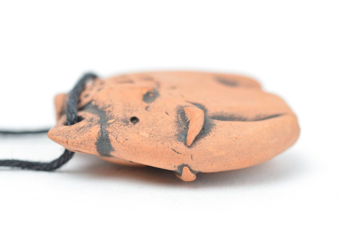 Handmade clay pendant ceramic elephant for essential oils ethnic jewelry photo 2