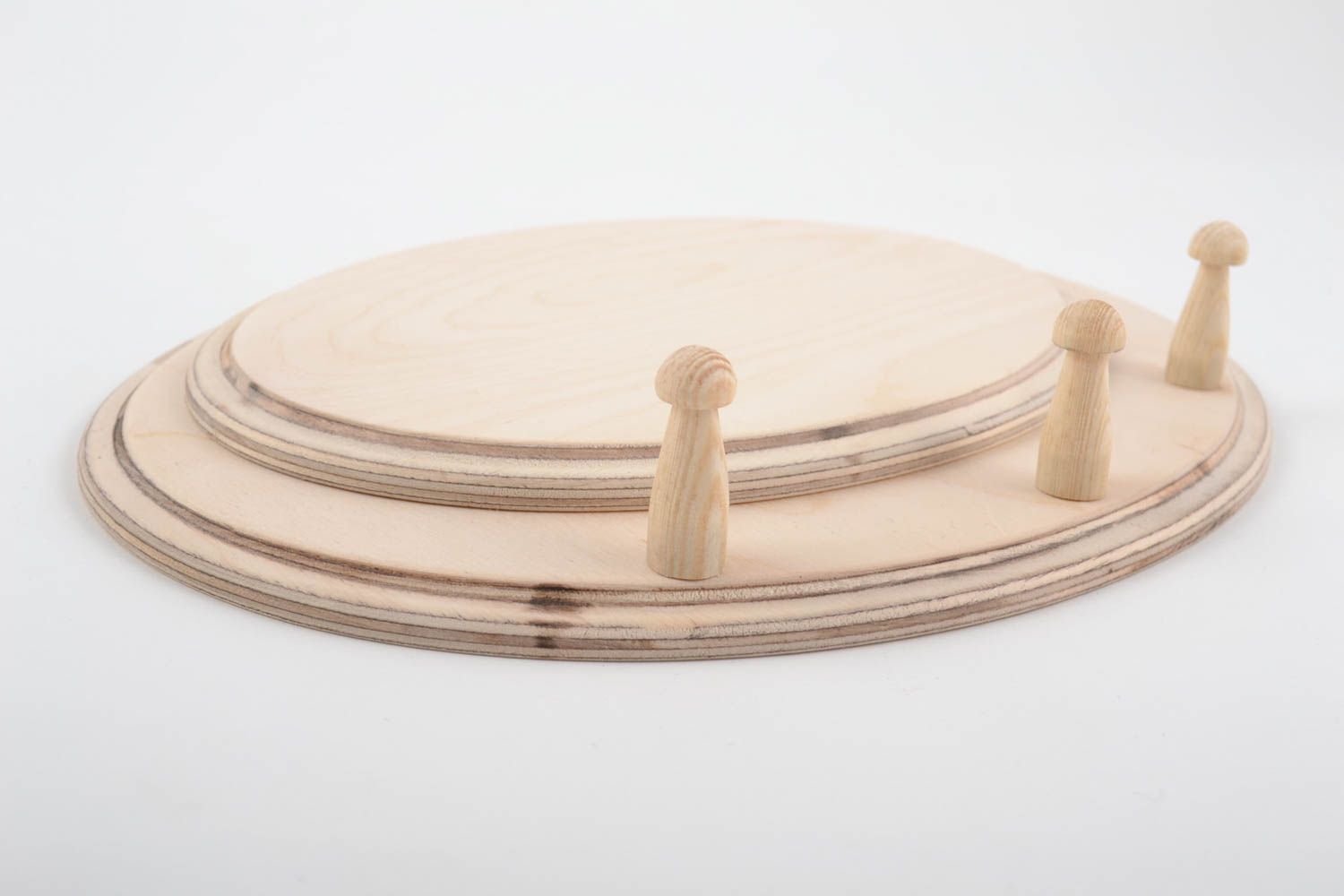Handmade ovales Schlüsselbrett aus Holz mit drei Haken Rohling unbehandelt foto 4