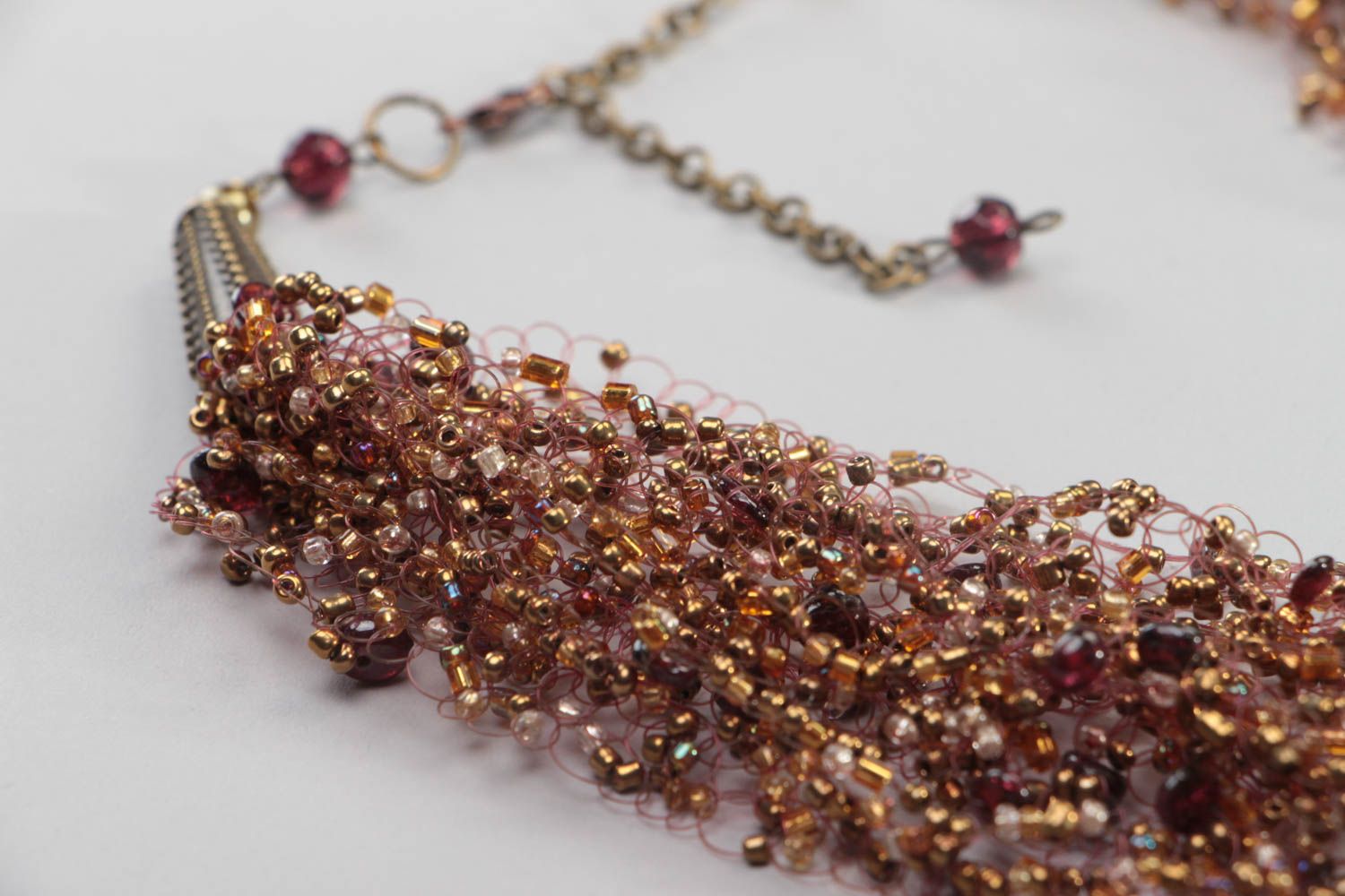 Woven handmade necklace beaded elegant accessory beautiful designer jewelry photo 3