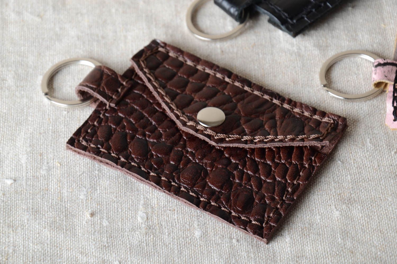 Handmade leather wallet leather key case leather goods presents for men photo 1
