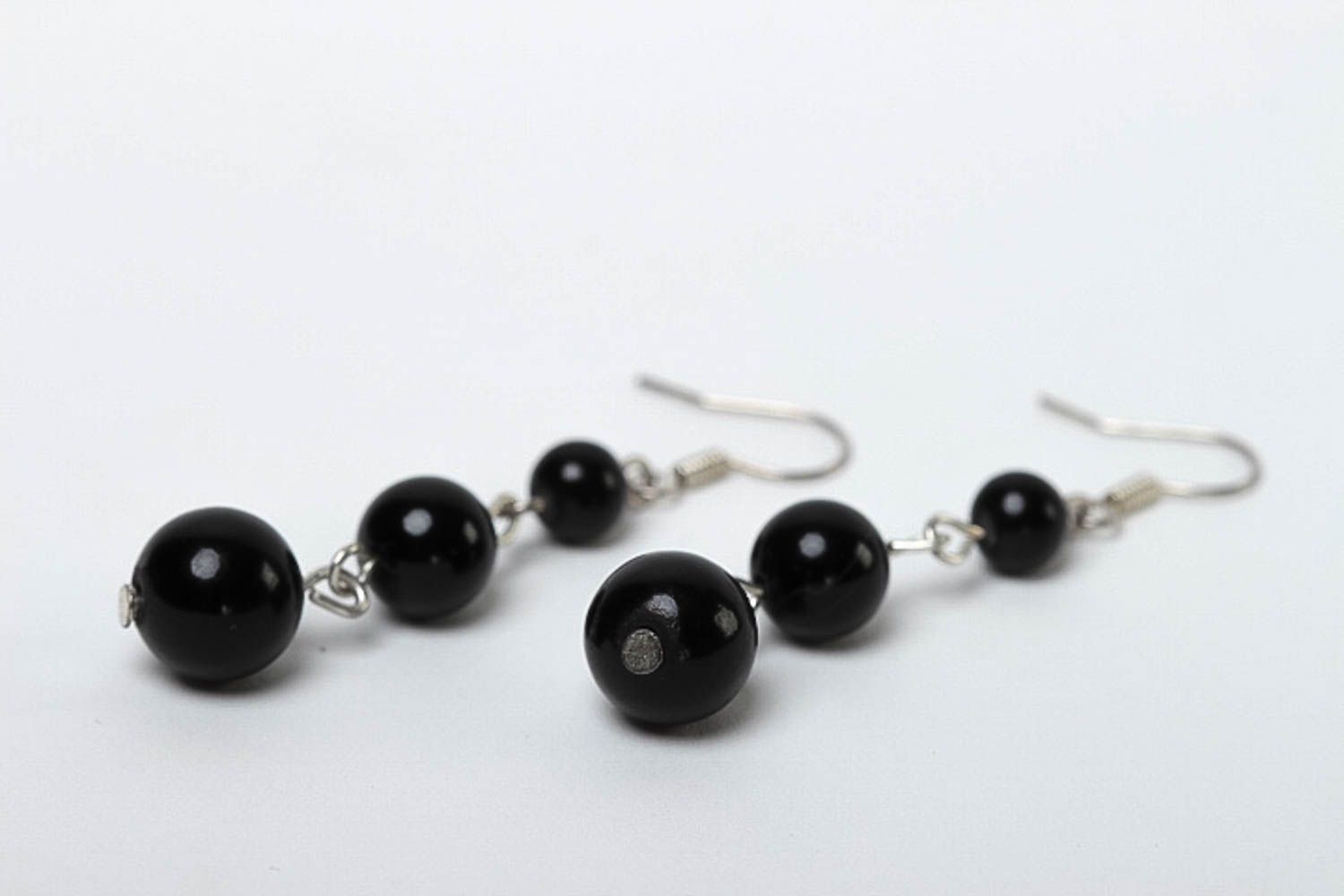 Perlen Ohrhänger handmade Juwelier Modeschmuck Geschenk für Frauen Achat schwarz foto 3