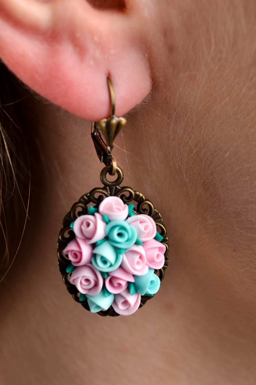 Runde Ohrringe handmade Mode Schmuck zartes elegantes Accessoire für Frauen foto 1