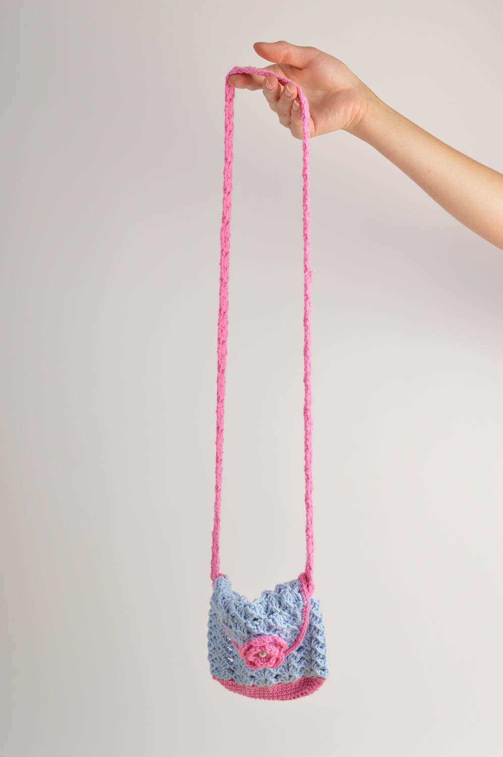 Stylish handmade crochet bag shoulder bag childrens luxury bags gifts for kids photo 2