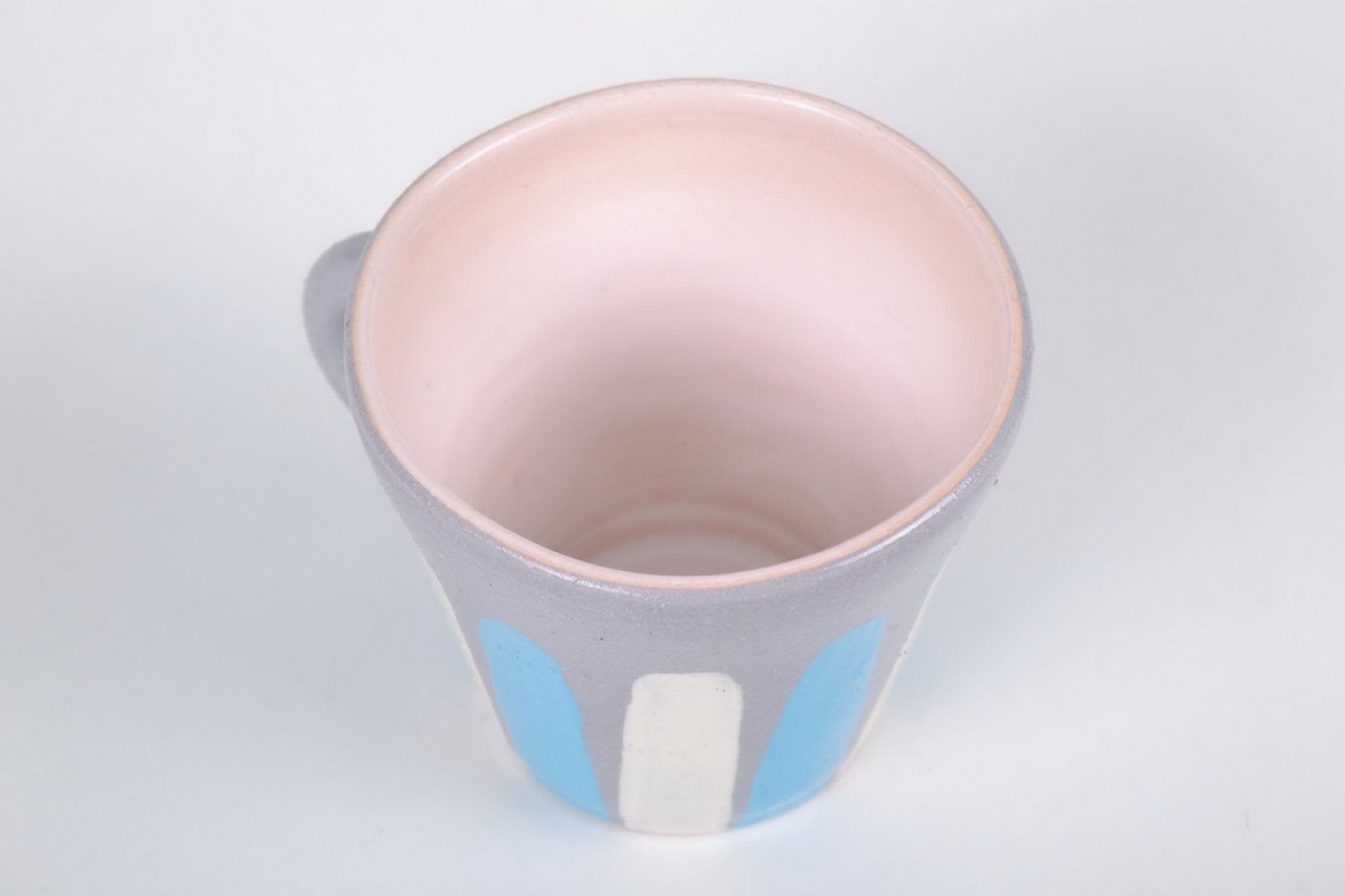 Porcelain 3 oz tea cup in grey, white, and blue colors photo 4