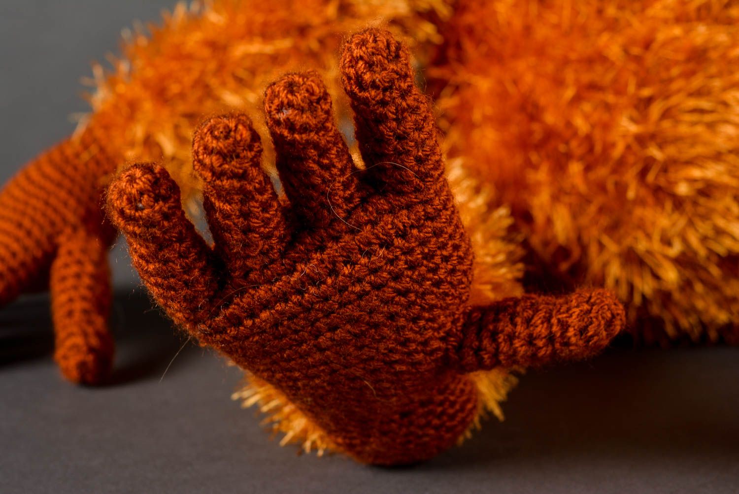 Muñeco hecho a mano juguete tejido marrón mono de peluche regalo para niño foto 4