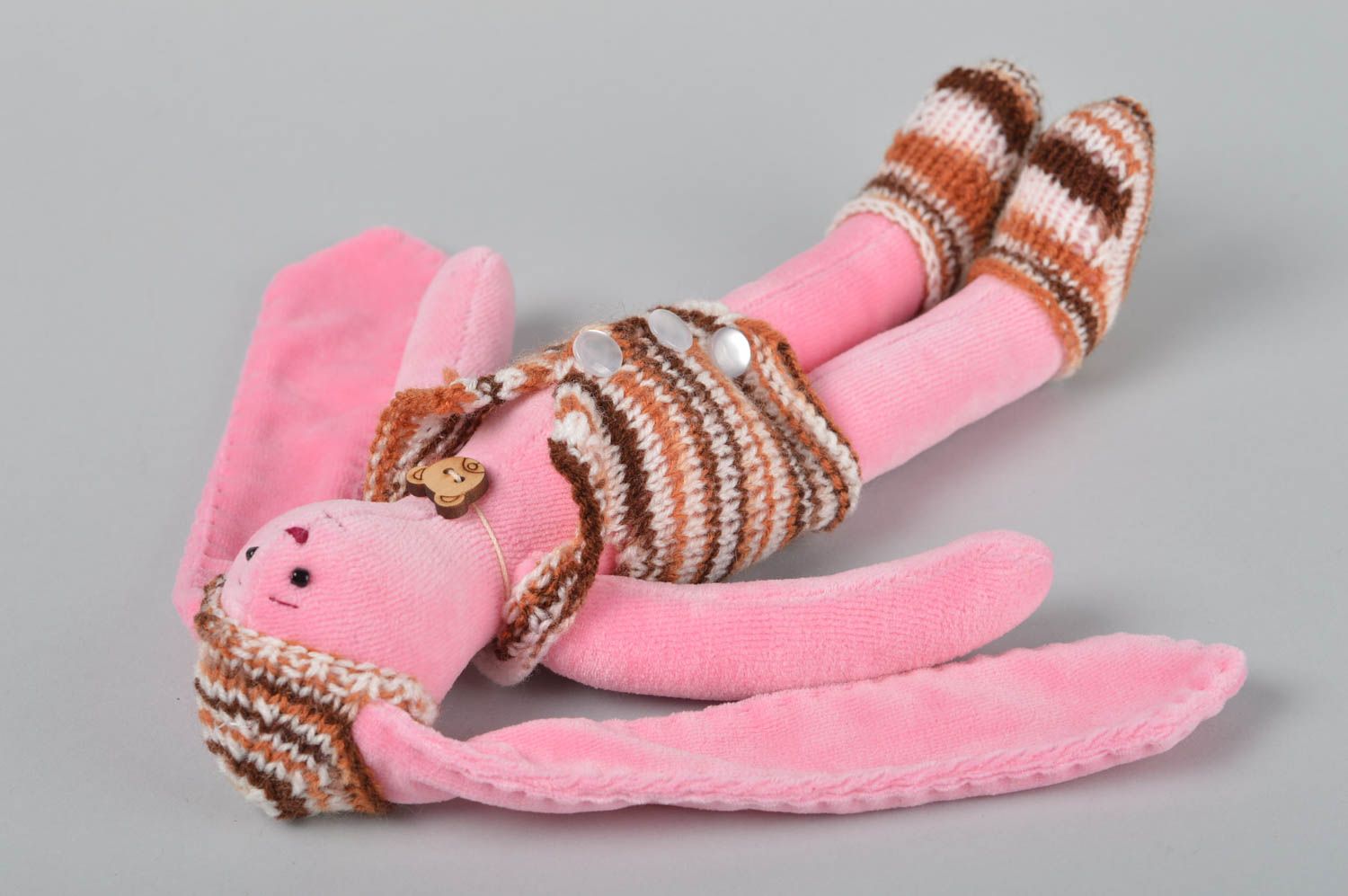Designer soft toy unusual handmade textile toy rabbit present for kids photo 3