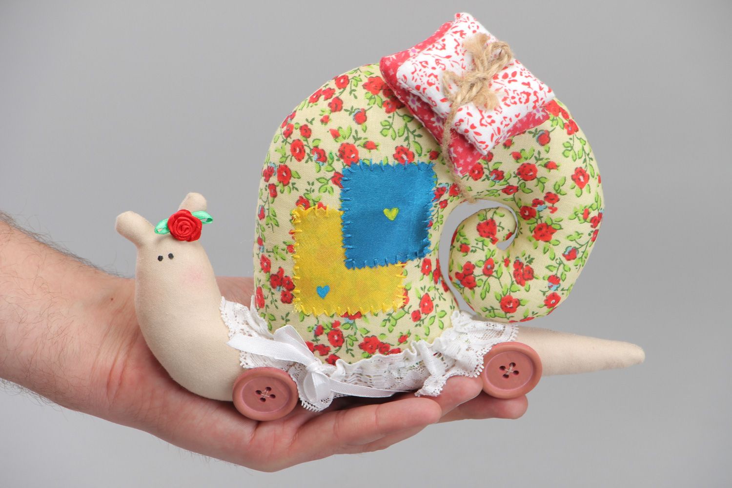 Weiches kleines Kuscheltier handmade aus Textil für Kinder Schnecke foto 4