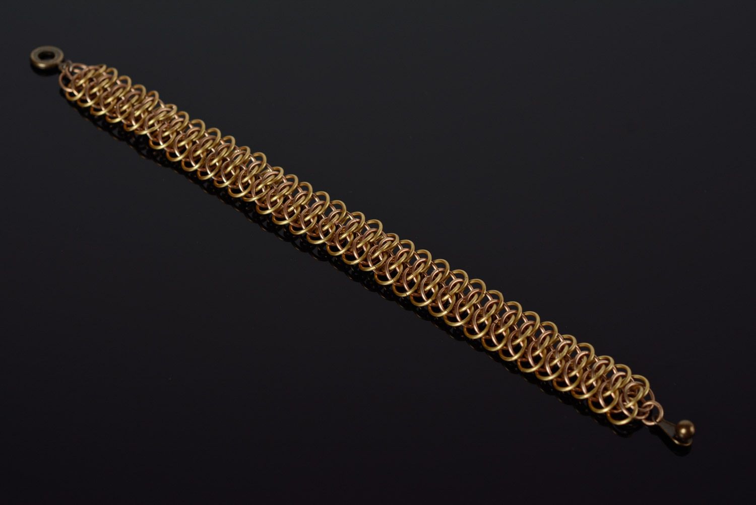 Breites ungewöhnliches stilvolles Ketten Armband aus Metall Designer Handarbeit foto 1