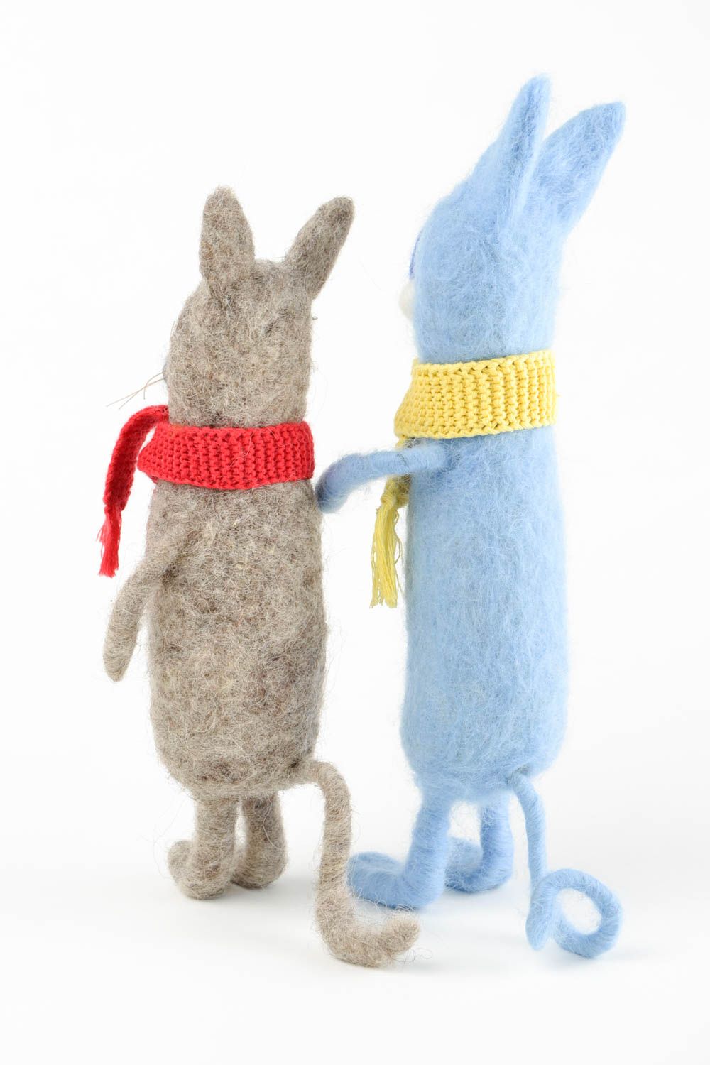 Peluches chats Jouets faits main en laine feutrée 2 pièces Cadeau enfant photo 5